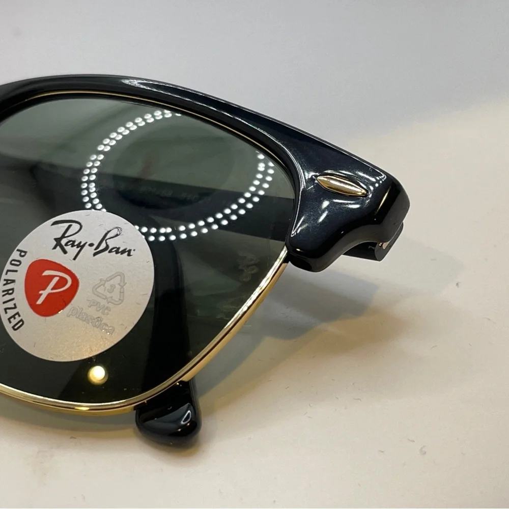 RAY BAN Clubmaster RB3016 901 58 Black Square Unisex Polarized 51 mm authentic